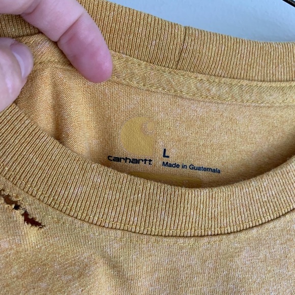 [SOLD]  Carhartt Distressed Yellow Pocket Tee - Picture 2 of 6